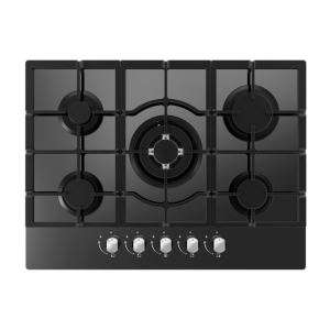 AQ3114BG Gas on Glass Hob 5 Burner UBGOG701BK