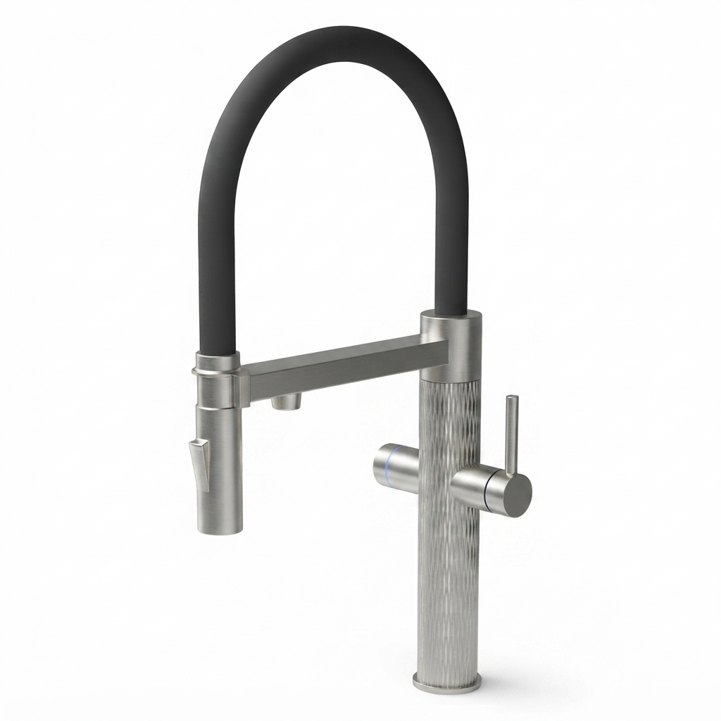 Aquilla Hot Tap Vanquish Nickel Black Hose
