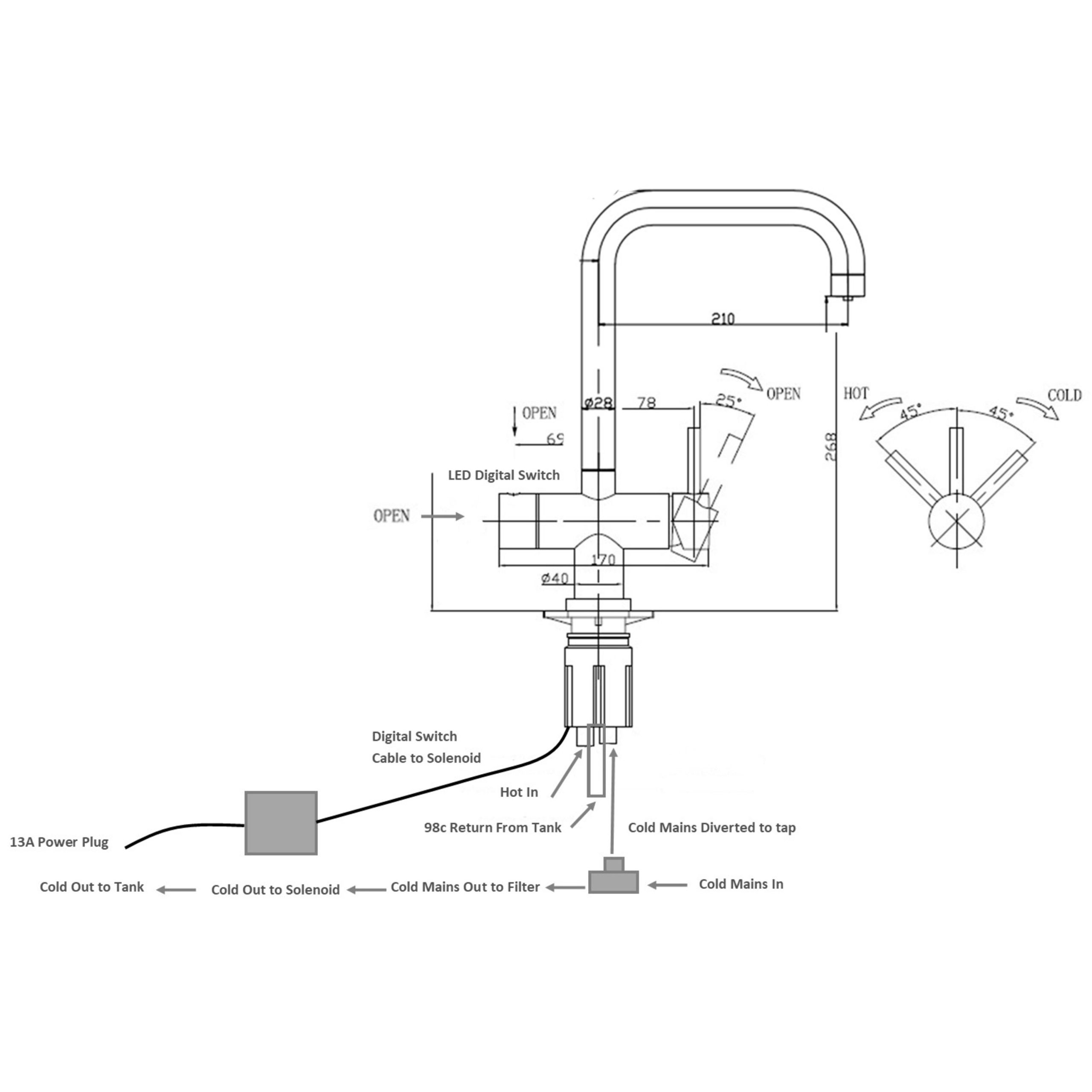 Aquilla Hot Tap Vecta Dimensions